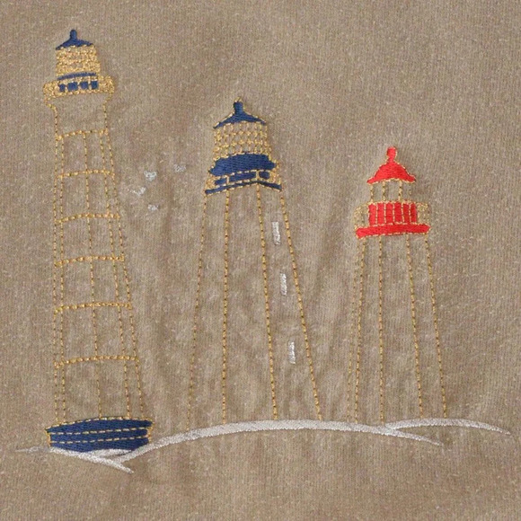 VTG 90'S Gilden  Activewear Heavyweight Lighthouses Sand Crew Neck Sweater XL - Picture 6 of 9